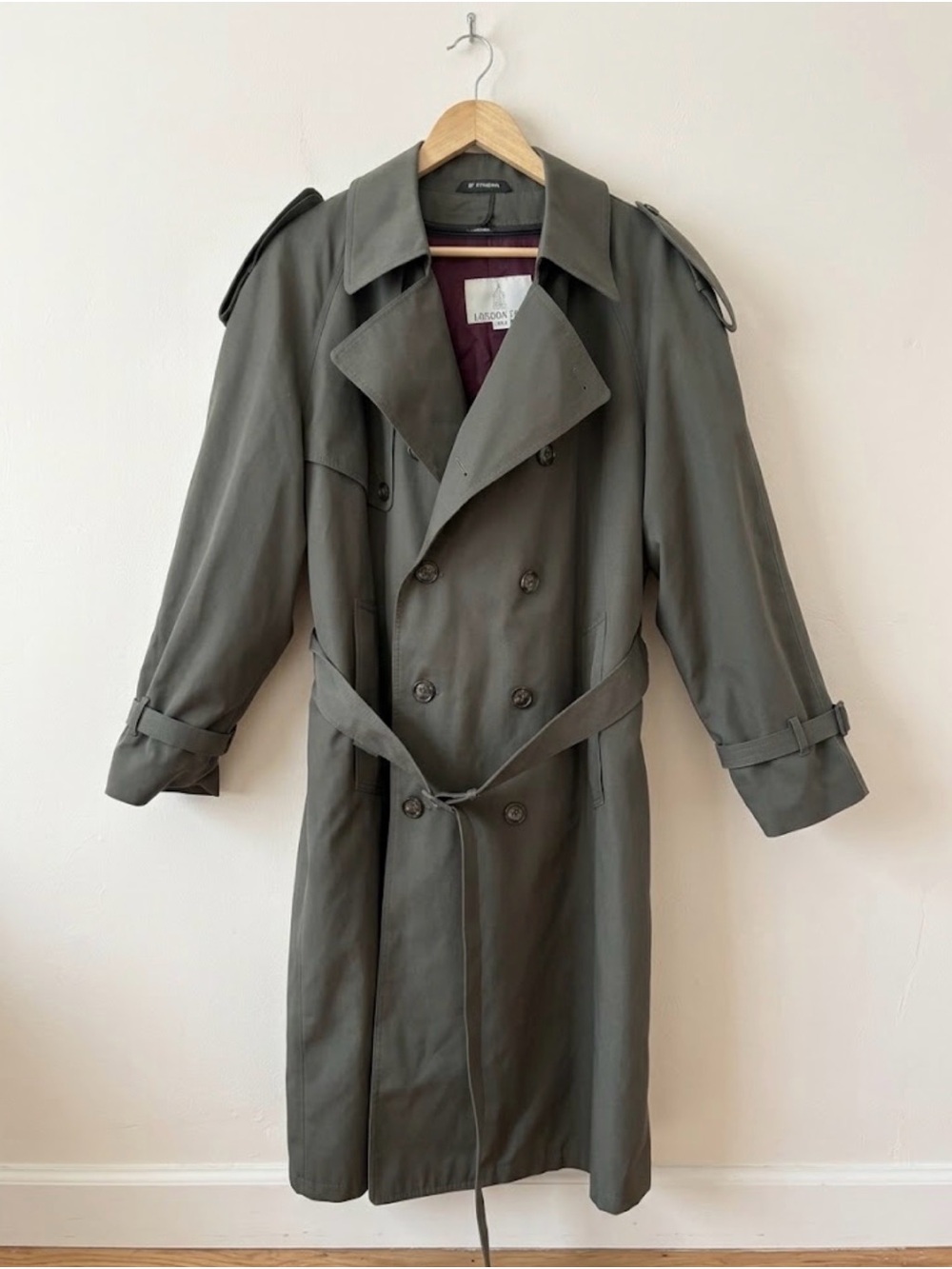 Men's Double-Breasted Olive Trench Coat - London Fog